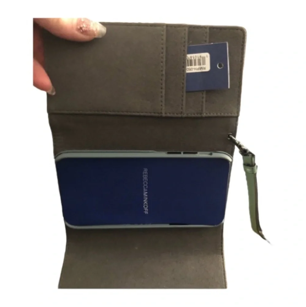 Nicole Miller mobile case green metalic IPhone X wristlet NIB